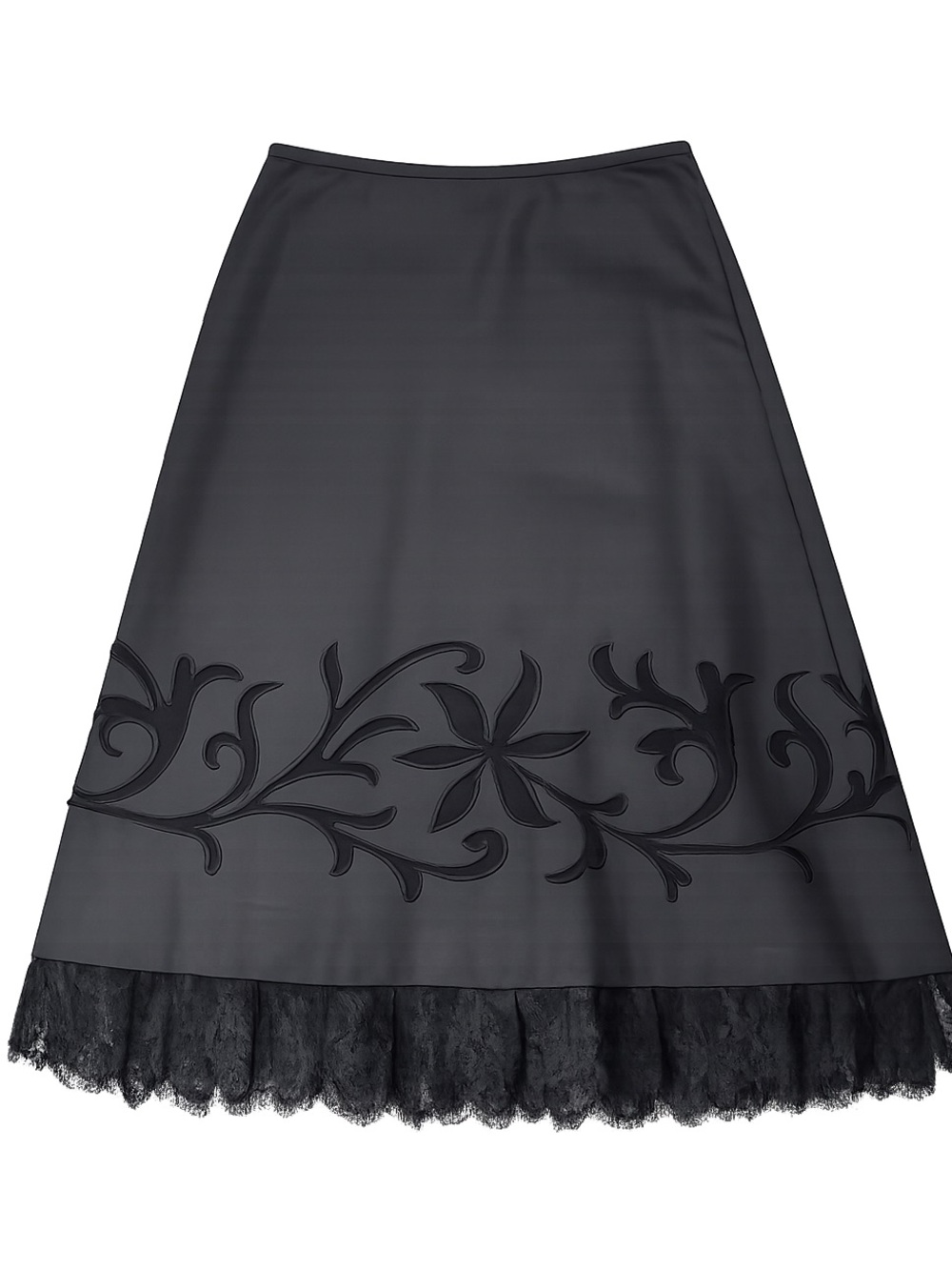Ann Taylor LOFT Petites Black Embroidered Lace Hem Skirt 8P